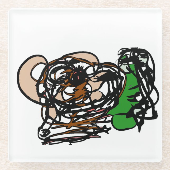 Posavasos De Vidrio Amante del oso (Anverso)