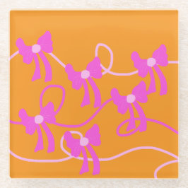 Posavasos De Vidrio Amantes amarillos rosados de arcos dibujados a man