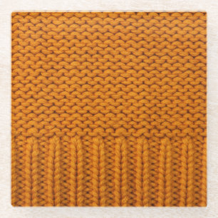 Posavasos De Vidrio Amarillo brillante: textura de punto hecha a mano.