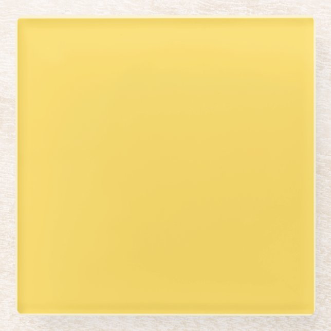 Posavasos De Vidrio Amarillo Mostaza Sólido (Anverso)