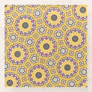 Posavasos De Vidrio Amarillo y Rosa