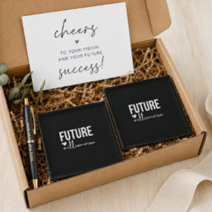 Posavasos De Vidrio Ambición de 'Futuro Millonario' en Negro y Blanco 