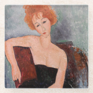 Posavasos De Vidrio Amedeo Modigliani - Vestido nocturno Chica pelirro