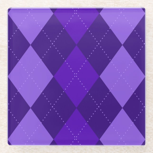 Posavasos De Vidrio Amethyst Purple Argyle (Anverso)