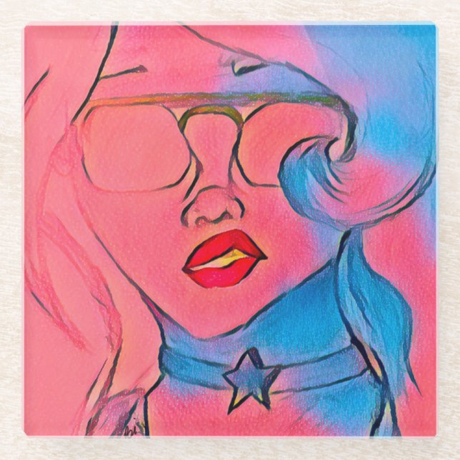 Posavasos De Vidrio Amethyst Vibes Glass Coaster (Anverso)