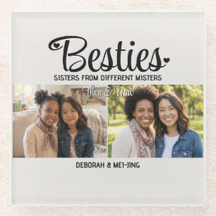 Posavasos De Vidrio Amigas Personalizadas 2 Fotos Entonces Ahora Mejor