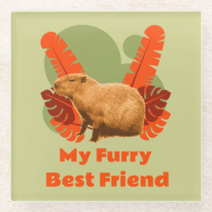 Posavasos De Vidrio Amigo Peludo de Capybara Animal Tropical