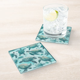 Posavasos De Vidrio Amigos de la tortuga marina