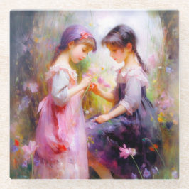 Posavasos De Vidrio Amigos y flores