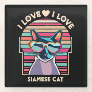 Posavasos De Vidrio Amo al gato siamés