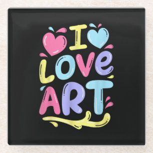Posavasos De Vidrio Amo el Arte, Regalo de Pintura Colorida para Artis