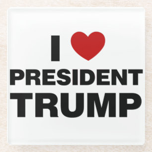 Posavasos De Vidrio Amo el corazón del presidente Trump