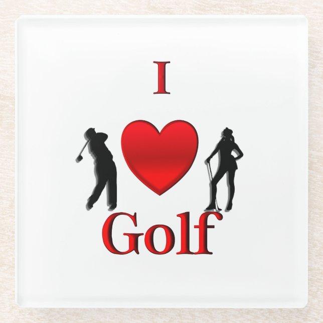 Posavasos De Vidrio Amo el golf (Anverso)