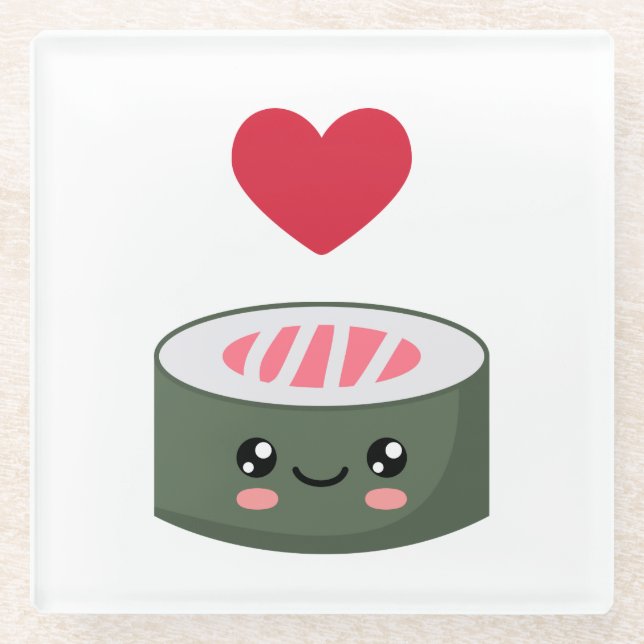 Posavasos De Vidrio Amo el sushi (Anverso)