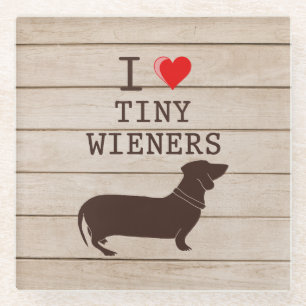 Posavasos De Vidrio Amo Pequeñas Salchichas Chistoso Meme De Dachshund
