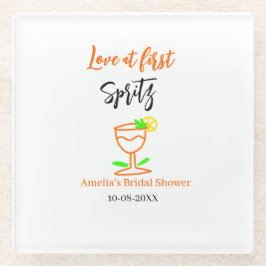 Posavasos De Vidrio Amor a primera spritz naranja regalo de despedida