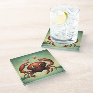 Posavasos De Vidrio Amor al cangrejo