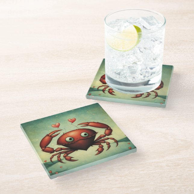 Posavasos De Vidrio Amor al cangrejo (Angular)