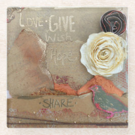 Posavasos De Vidrio Amor Da Esperanza Comparte Diciendo