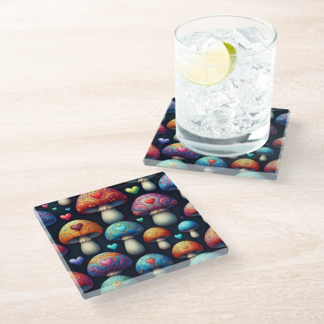Posavasos De Vidrio Amor de hongos (Angular)