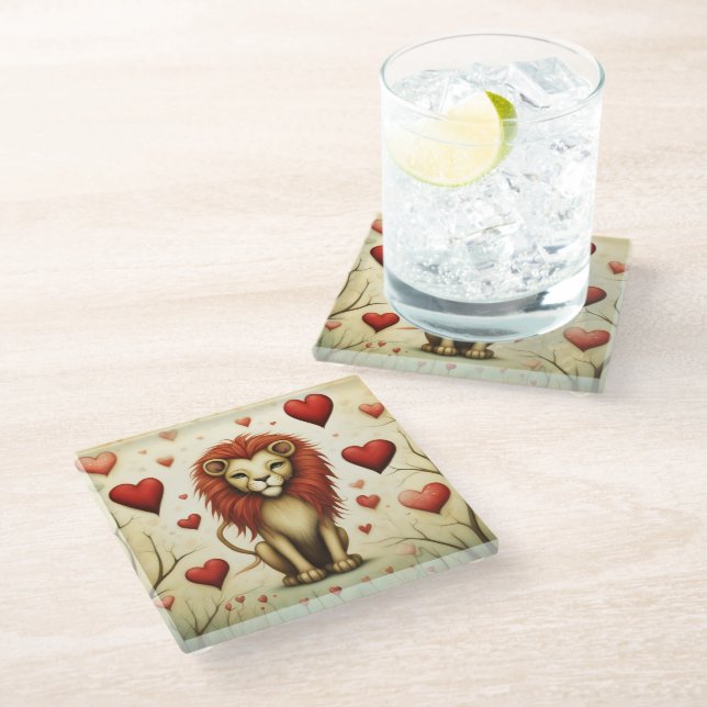 Posavasos De Vidrio Amor de león 2 (Angular)