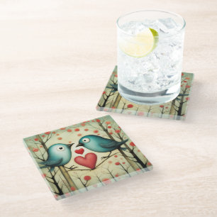 Posavasos De Vidrio Amor de pájaro 3