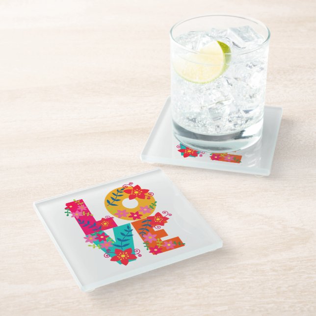 Posavasos De Vidrio Amor en arco iris (Angular)