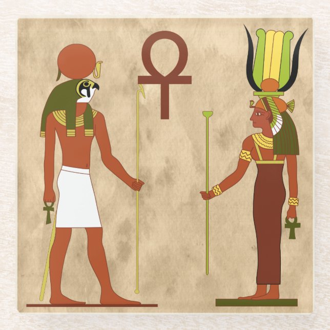 Posavasos De Vidrio Amun Ra E Isis (Anverso)