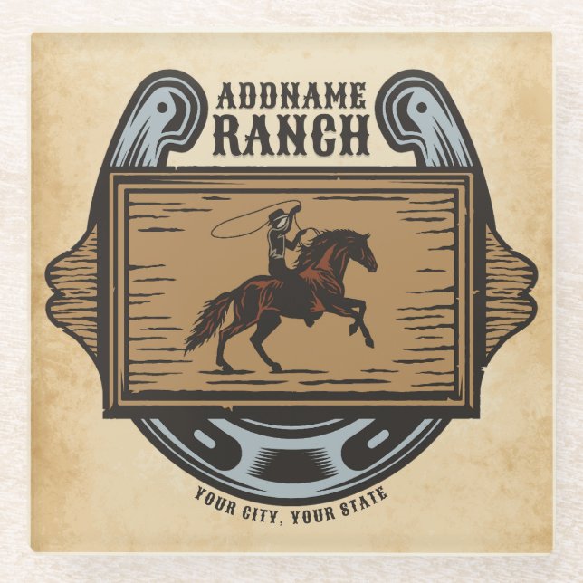 Posavasos De Vidrio AÑADIR A Vaquero DOMICILIO Rancho de Caballo de Fa (Anverso)