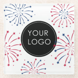 Posavasos De Vidrio Añadir el logotipo 4 de julio de fuegos artificial