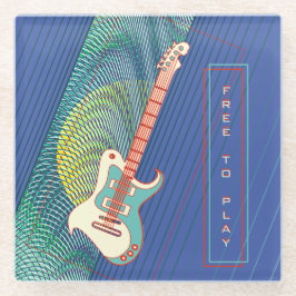 Posavasos De Vidrio Añadir nombre a la guitarra eléctrica Verde azulad