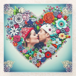 Posavasos De Vidrio Añadir tu imagen | Marco floral cardíaco