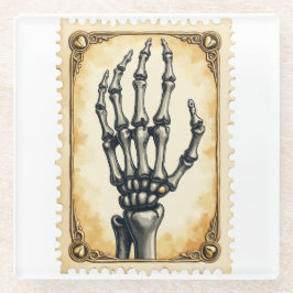 Posavasos De Vidrio Anatomía de la elegancia: mano esquelética vintage