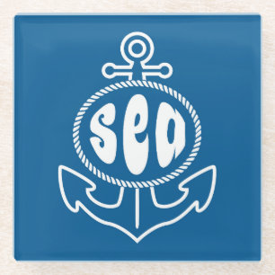 Posavasos De Vidrio Ancla y el mar