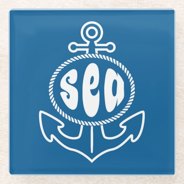 Posavasos De Vidrio Ancla y el mar (Anverso)