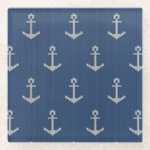 Posavasos De Vidrio Anclaje marino de Knit