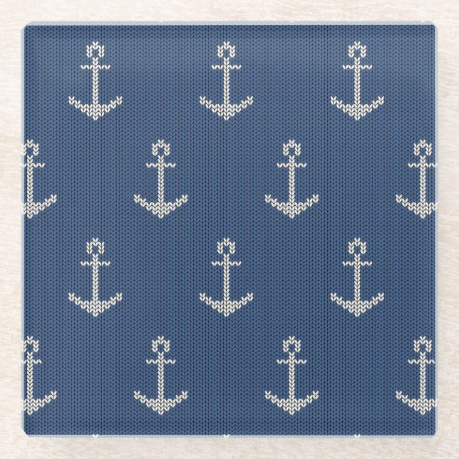 Posavasos De Vidrio Anclaje marino de Knit (Anverso)