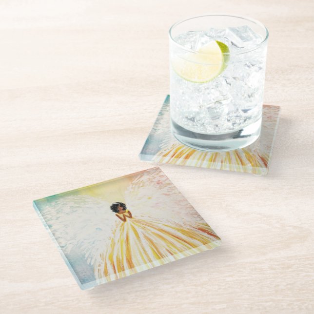 Posavasos De Vidrio Angel Bright Glass Coaster (Angular)