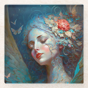 Posavasos De Vidrio Angel Wings Fantasy Art Glass Coaster