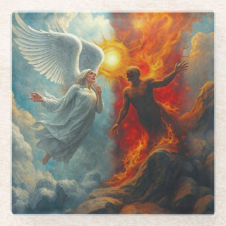 POSAVASOS DE VIDRIO ÁNGEL Y DIABLO