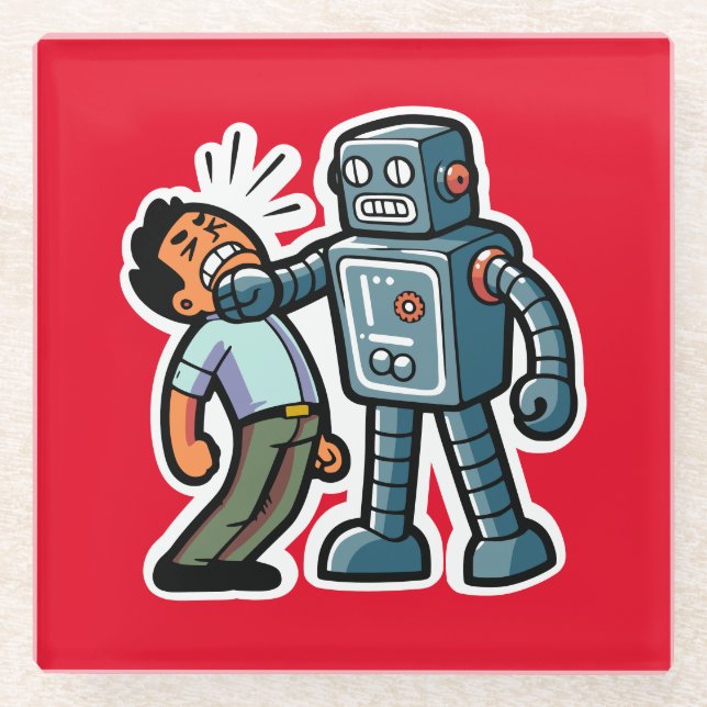 Posavasos De Vidrio Angry Robot (Anverso)