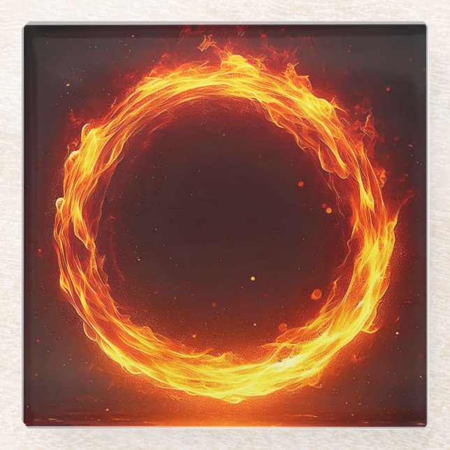 Posavasos De Vidrio anillo de fuego (Anverso)