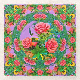 Posavasos De Vidrio Anillos rosas