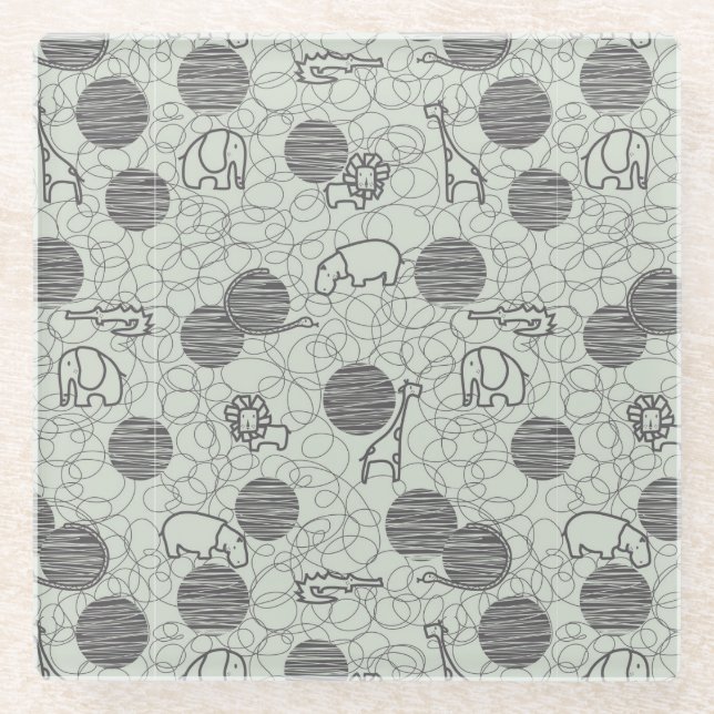 Posavasos De Vidrio animales 1 del safari (Anverso)