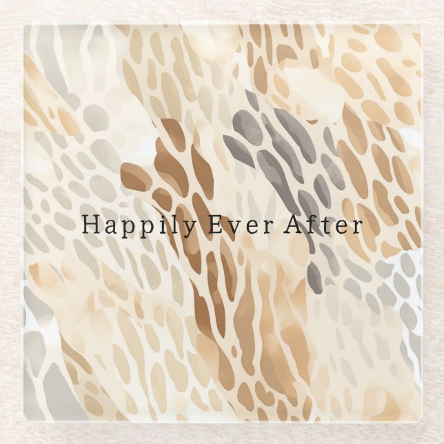 Posavasos De Vidrio Animales abstractos de crema de playa (Anverso)