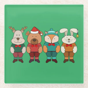 Posavasos De Vidrio Animales adorables listos para el invierno