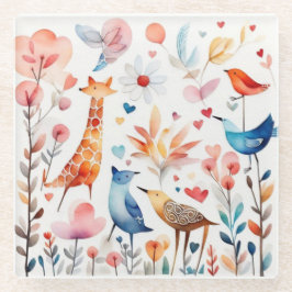 Posavasos De Vidrio Animales curtidos en el jardín