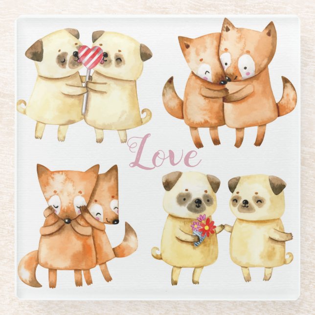 Posavasos De Vidrio Animales de corte (Anverso)