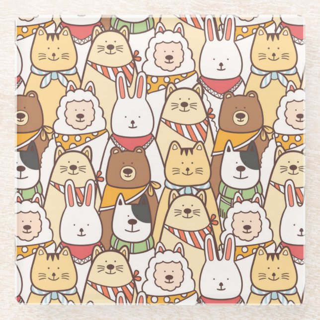 Posavasos De Vidrio Animales de corte (Anverso)