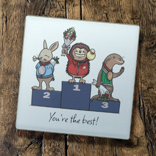Posavasos De Vidrio Animales del bosque ¡Eres el mejor! Arte de Podio